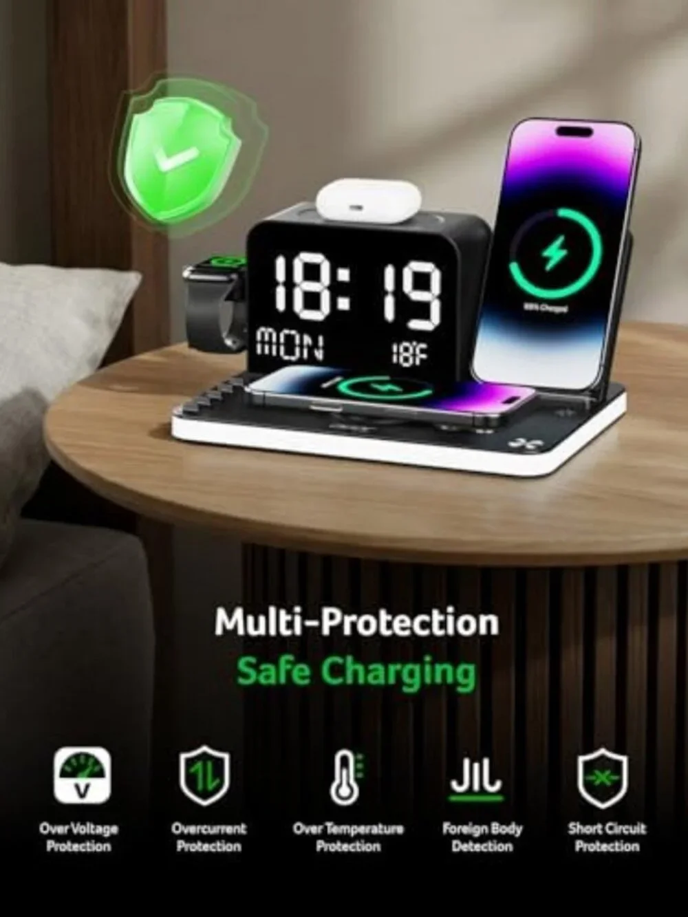 7-in-1 Wireless Charging Station for iPhone, Apple Watch, AirPods & More - Fast